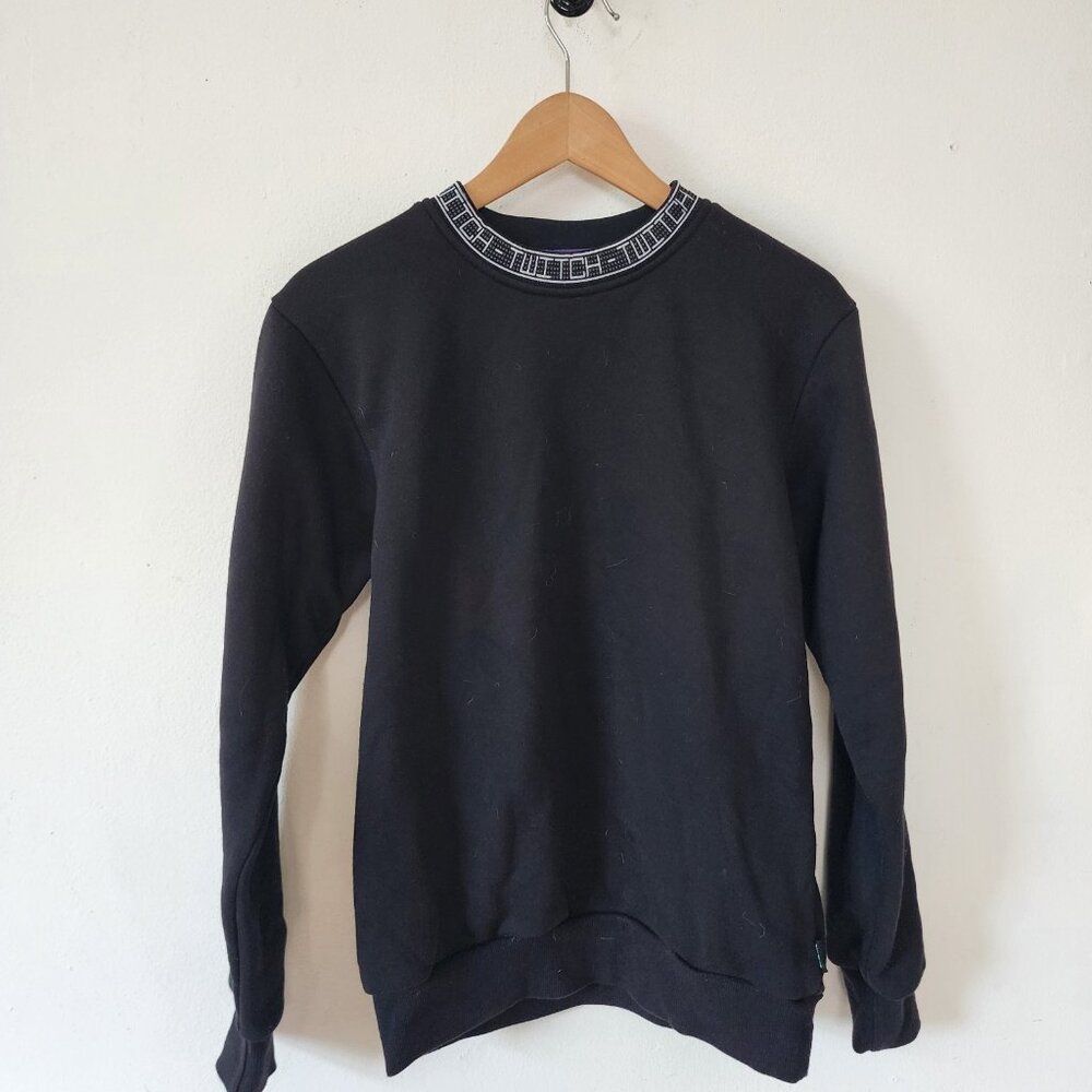 Mens Small Twitch Crewneck Sweatshirt Black Purple Monogram